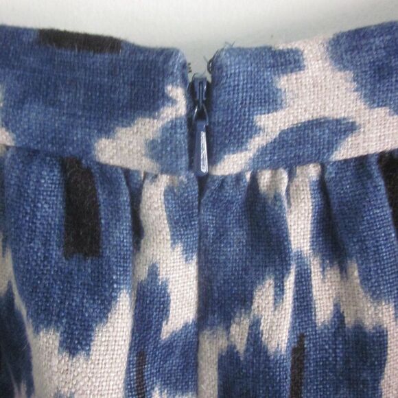 Michael Kors Summer Linen A-Line Mini Skirt Size 4 Rear Zipper Blue Ikat Print - Picture 6 of 10